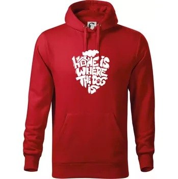 Pánská mikina Home is where the dog - Mikina pánská Cape s kapucí - 5XL ( Červená )