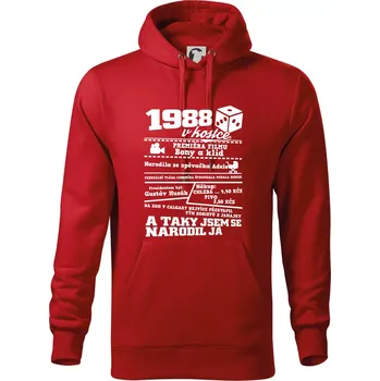 Pánská mikina 1988 v kostce - Mikina pánská Cape s kapucí - 5XL ( Červená )