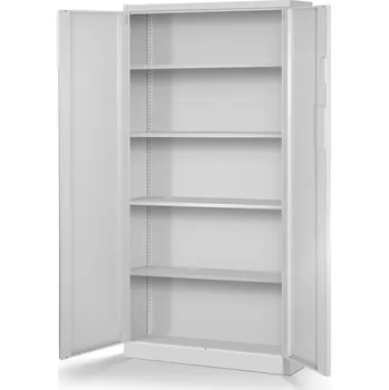 Policová skříň Nábytek PEGAS Kancelářská kovová skříň na dokumenty DANIEL, 900 x 1850 x 400 mm, šedá