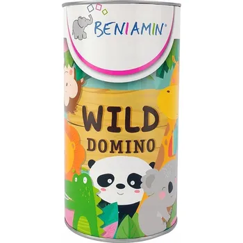 Desková hra Dřevěná stolní hra DOMINO V TUBĚ ZVÍŘATA BENIAMIN