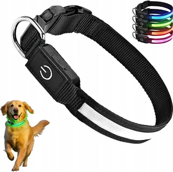 Obojek pro psa Svítící obojek pro psa kočku Nastavitelný LED velikost L 50-60cm