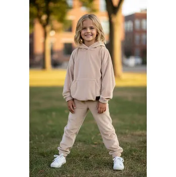 Dívčí mikina Dětská teplákovka Kidsciuch béžová velurová velikost 128