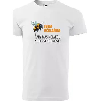 Sablio Tričko s potiskem Jsem včelařka, taky máš nějakou superschopnost? - bílé XL