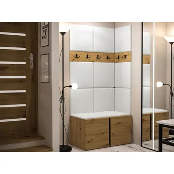 Botník MOB 84 x 186 x 44 cm bílý, dub řemeslný