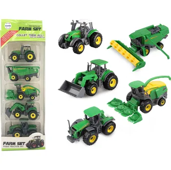 Mamido Farmářský set pěti kovových zemědělských strojů, Traktor, kombajn 1:64 MT1452