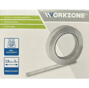 Lepicí páska Workzone Oboustranná montážní páska 19 mm x 5 m Nosnost 2,5 kg / 10 cm