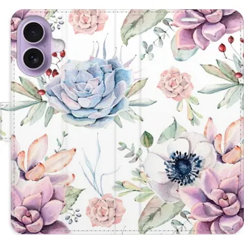 Pouzdro na mobilní telefon Flipové pouzdro iSaprio - Succulents Pattern - iPhone 17