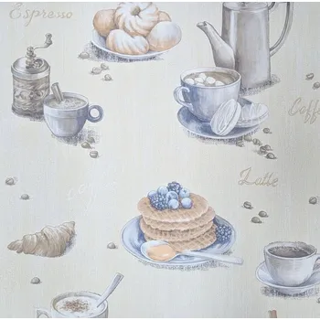 Tapeta Tapety Kuchyňská tapeta DO KUCHYNĚ KÁVA BÉŽOVÁ HNĚDÁ ŠEDÁ omyvatelná