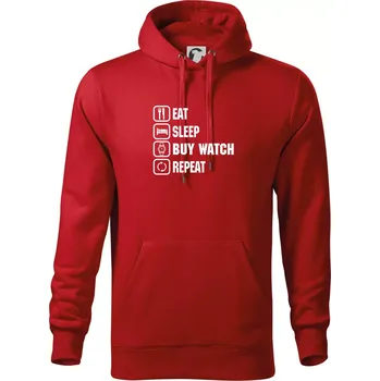 Pánská mikina Eat sleep buy watch reapeat - Mikina pánská Cape s kapucí - 5XL ( Červená )
