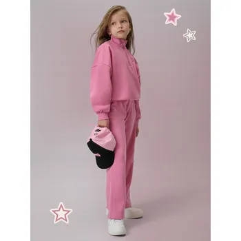 Pánské oblečení Tepláková mikina regular bez kapuce - růžová