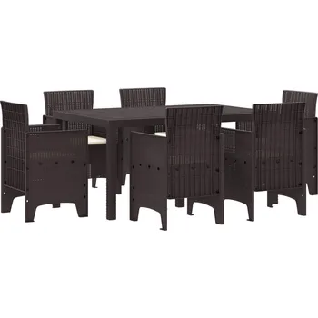 Zahradní jídelní souprava 7 pcs Hnědá Ratan Polt Hnědá3378561