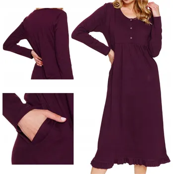 Dámská noční košile Doctor Nap košile noční dámská Košile noční TM 7318 burgundy dlouhý rukáv za koleno velikost M