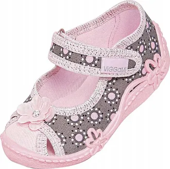 Dívčí bačkory Viggami dětské papuče na suchý zip, vícebarevné, velikost 21