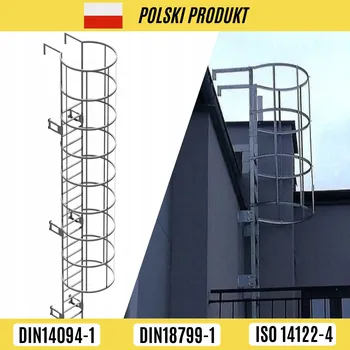 Žebřík ŽEBŘÍK S OCHRANNÝM KOŠEM 10,6 M POZINK