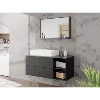 Koupelnový nábytek Nábytek do koupelny SEGUNDO 1 - černý mramor / matný černý