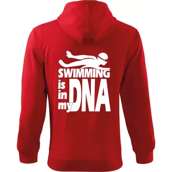 Pánská mikina Swimming is in my DNA - Mikina s kapucí na zip trendy zipper - XL ( Červená )