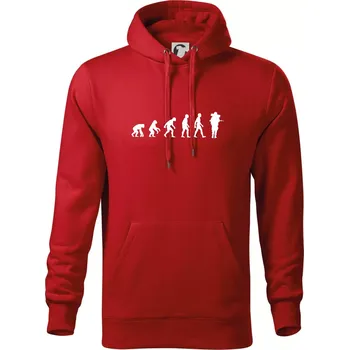Pánská mikina Evoluce vojáka - plná polní - Mikina pánská Cape s kapucí - 5XL ( Červená )