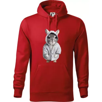 Pánská mikina Křeček v mikině - Mikina pánská Cape s kapucí - XL ( Červená )