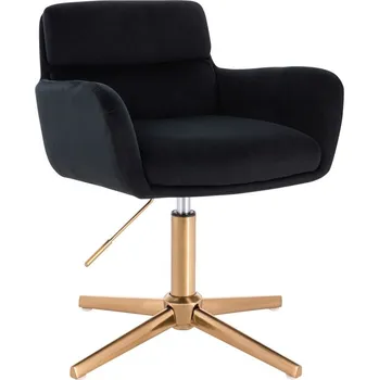 Otočné křeslo Manger velur na zlatém kříži - černé
