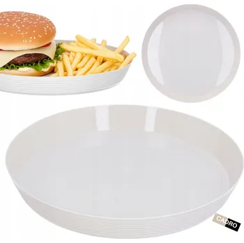 Talíř Plastový talíř opakovaně použitelný turistický na piknik, kempování, krémový, 24 cm