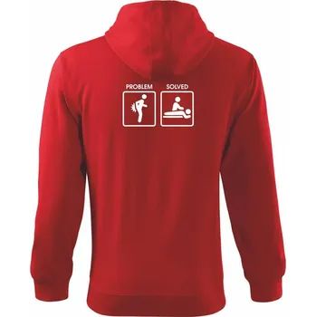 Pánská mikina Masáž problem solved - Mikina s kapucí na zip trendy zipper - L ( Červená )