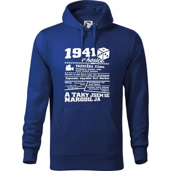 Pánská mikina 1941 v kostce - Mikina pánská Cape s kapucí - 4XL ( Královská modrá )