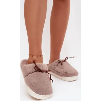 Dámské pantofle Boto Kožešinové bačkory s mašlí Minella Barva: Béžová, Velikost: 38/39