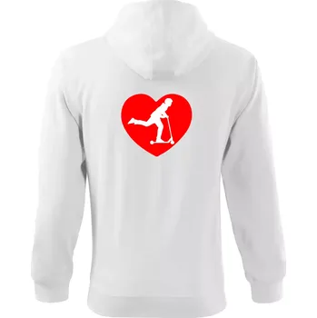 Pánská mikina Koloběžka srdce - Mikina s kapucí na zip trendy zipper - M ( Bílá )