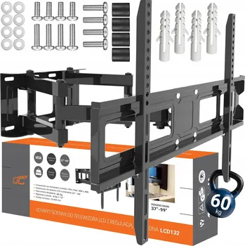 Televizní držák SILNÝ DRŽÁK NA TELEVIZI TV OTOČNÝ ZÁVĚSNÝ NA ZEĎ 37"-75" UNIVERZÁLNÍ