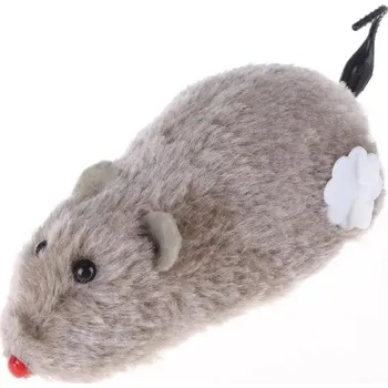 Hračka pro kočku Mechanická myš s pohybem na klíček | interaktivní hračka - šedá