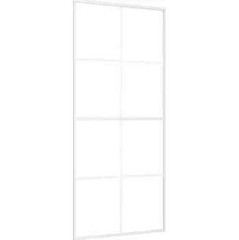 Interiérové dveře Posuvné hliníkové dveře s matným ESG sklem, bílé, 90 x 205 cm