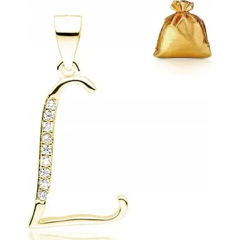 Přívěsek ZLATÝ PŘÍVĚSEK PÍSMENEM L, ZLACENÝ, STŘÍBRO 925/585 DÁREK