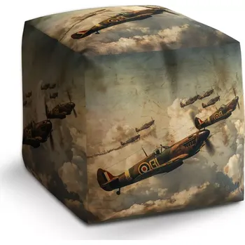 Taburet Sablio Taburet Cube Stíhačky Spitfire v letecké bitvě: 40x40x40 cm