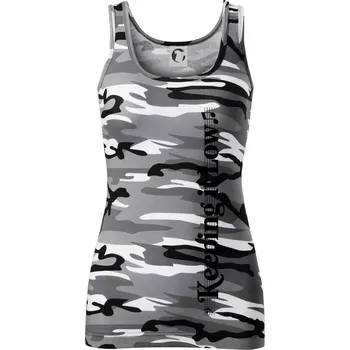 Dámské tričko KEEPING IT LOW NA VÝŠKU - basový klíč - Dámské Maskáčové tílko - 2XL ( Šedý maskáč )