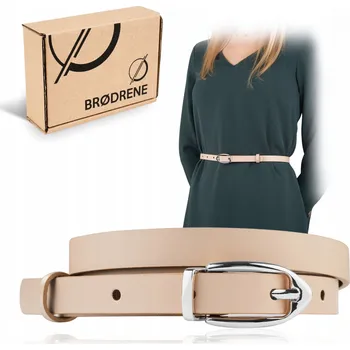 Opasek Kožený Opasek dámský Brodrene tenký béžový klasický k šatům 90 cm