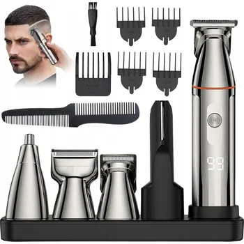 Holicí strojek PÁNSKÁ SADA 5 V 1 ELEKTRICKÝ ZASTŘIHOVAČ VLASŮ, VOUSŮ A TĚLA USB 600MAH