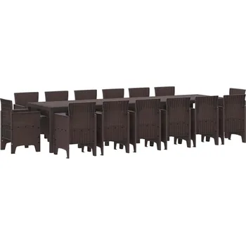 Zahradní jídelní souprava 15 pcs Hnědá Ratan Polt Hnědá3378640