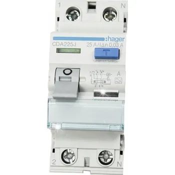 Proudový chránič HAGER CDA225J Proudový chránič 1P+N 25A 30mA 6kA typ A CDA225J