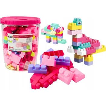 ostatní stavebnice Stavebnice ve vzdělávacím kyblíku Velké stavební sady Růžové 160 dílků