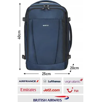 BATOH PODRÓŻNY RYANAIR TORBA KABINOWA 40x20x25 cm 20L DO LETADLA USB PORT