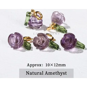 Přívěsek Růžový korálek růže z přírodního kamene | přívěsek 1 ks - Ametyst
