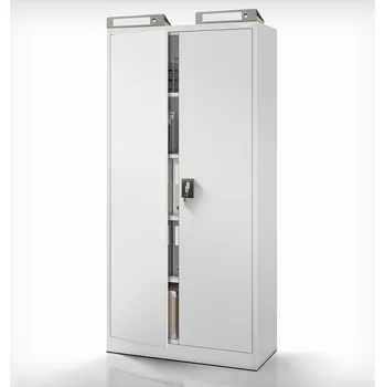 Policová skříň Jan Nowak Kancelářská kovová skříň na dokumenty šedá: JAN H, 900 x 1950 x 400 mm