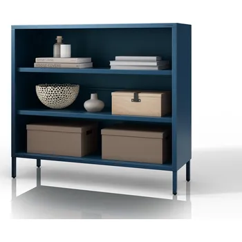 Policová skříň Nábytek PEGAS Nízký kovový regál modrý Moderní LUCA, 1000 x 900 x 350 mm