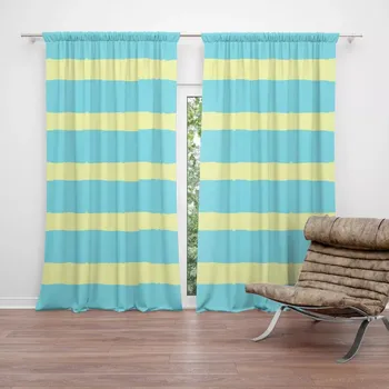 Závěs Sablio Závěs Modrožluté pruhy: 2ks 140x250cm