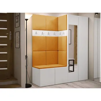 Předsíňová stěna Skříň MOB 74 x 186 x 46 cm bílá, žlutá