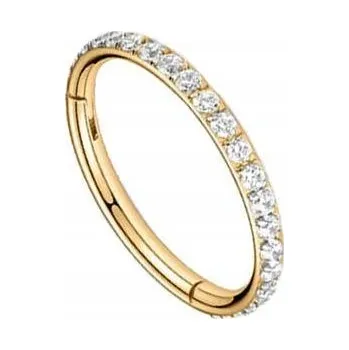 Náušnice Titanový kroužek do ucha s цирконами zlatý 1,2/6