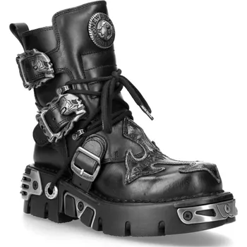 Pánská zimní obuv boty kožené dámské - Cross Shoes (407-S1) Black-Grey - NEW ROCK - M.407-S1 - 43