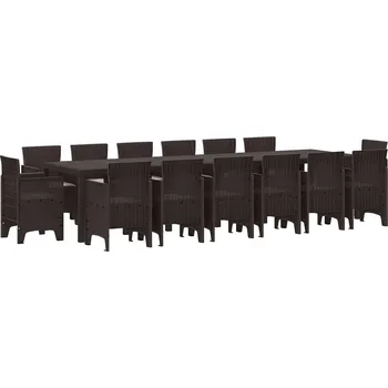 Zahradní jídelní souprava 15 pcs Hnědá Ratan Polt Hnědá3378639