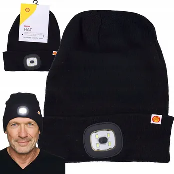 Čepice Zimní čepice Shell Czapka z latarką led USB zimowa ciepła czarna univerzální velikost
