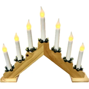 Bytová dekorace Adventní svícen 2262-130.T dubový s taženou žárovkou LED FILAMENT, 7x34V/0,2W